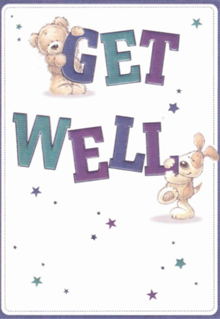 Beautifully blending innocence and encouragement, this illustrated get well card feels as vibrant and restorative as a basket of freshly delivered blooms in Muswell Hill. The artwork is centred on two endearing figures: a plush bear with kind eyes and a cheerful puppy with floppy ears that almost seem to sway with every movement. Playful stars and glimmers of hope swirl around them, giving the impression of well-wishes drifting on a gentle Muswell Hill breeze. The bold, layered 'Get Well' lettering, grounded in deep purple and refreshing aqua, provides a sturdy anchor, much like the sense of security found in beloved local haunts. There's a tactile richness to the card-the softness of fur, the shimmer of starbursts, the confident weight of the text-all working in harmony to create a comforting sanctuary. Picture the joy of delivering this card alongside a freshly picked bouquet from the local market, both gestures radiating positivity and heartfelt care. Its light, airy aura feels perfectly tailored for cheering up a friend or neighbour, evoking the signature warmth of a Muswell Hill community.