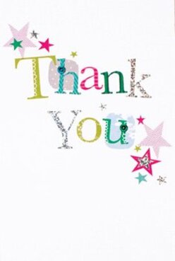 Evoking a true sense of delight, this thank you card features jubilant colours and a charming pattern that could easily grace a Muswell Hill celebration. The phrase 'Thank You' arcs boldly across the front, each letter distinct-a mosaic of cheerful hues and subtle, joyful details that hint at the care of a local artisan. Delicate stars in magenta, teal, and gentle gold are sprinkled across the design, bringing to mind confetti fluttering across the Broadway after a street fair. The textured print and shimmering silver details suggest the work of hands dedicated to warmth, echoing the handcrafted feel found in Muswell Hill's independent shops. A spotless white background sets the stage, letting each element speak with clarity and purpose. Imagine this card nestled alongside a vibrant bouquet-perhaps delivered by Flower Delivery Muswell Hill-its thoughtful message of thanks as inspiring as the blooms it accompanies. Every detail, from playful patterns to ethereal glimmers, embodies the creative touch local florists bring to moments of appreciation.